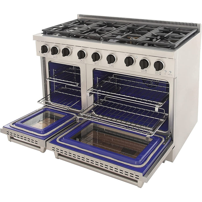 Kucht 48-Inch Propane Gas Range in Stainless Steel with Black Knob (KFX480/LP-K)