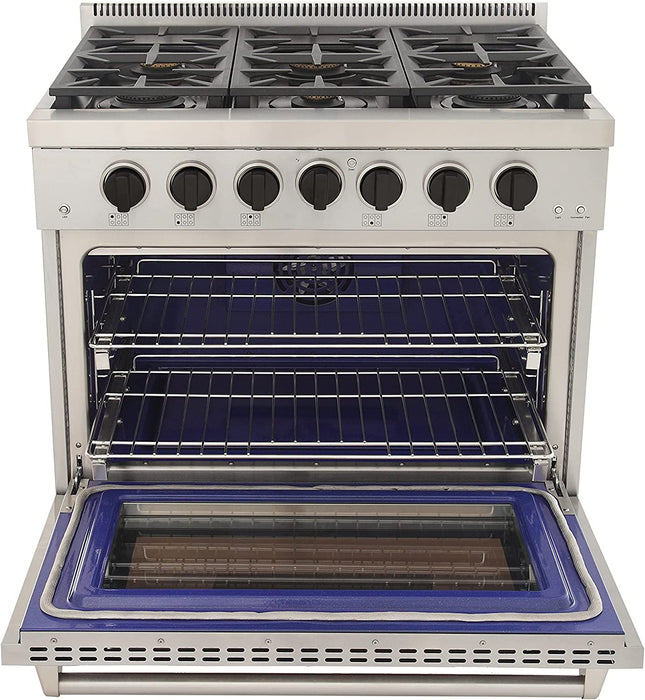 Kucht 36-Inch Gas Range in Stainless Steel with Black Knob (KFX360-K)