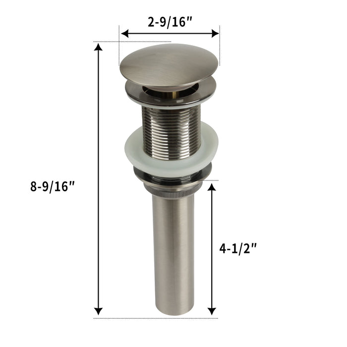 Brushed Nickel Push Button Bathroom Sink Drain Stopper Without Overflow - AK82001BN