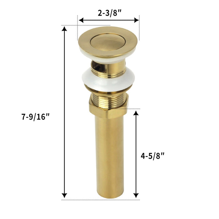 Brushed Gold Pop up Drain Stopper With Overflow - AK82003BTG