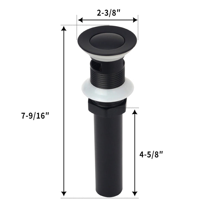 Matte Black Pop up Drain Stopper With Overflow - AK82003MB