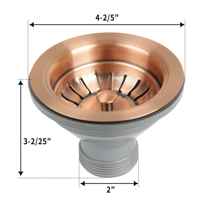Copper Kitchen Sink Stopper Replacement for 3-1/2 Inch Standard Strainer Drain - AK82102C