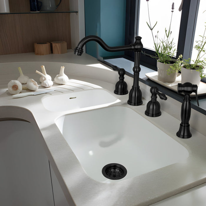 Matte Black Kitchen Sink Stopper Replacement for 3-1/2 Inch Standard Strainer Drain - AK82102MB