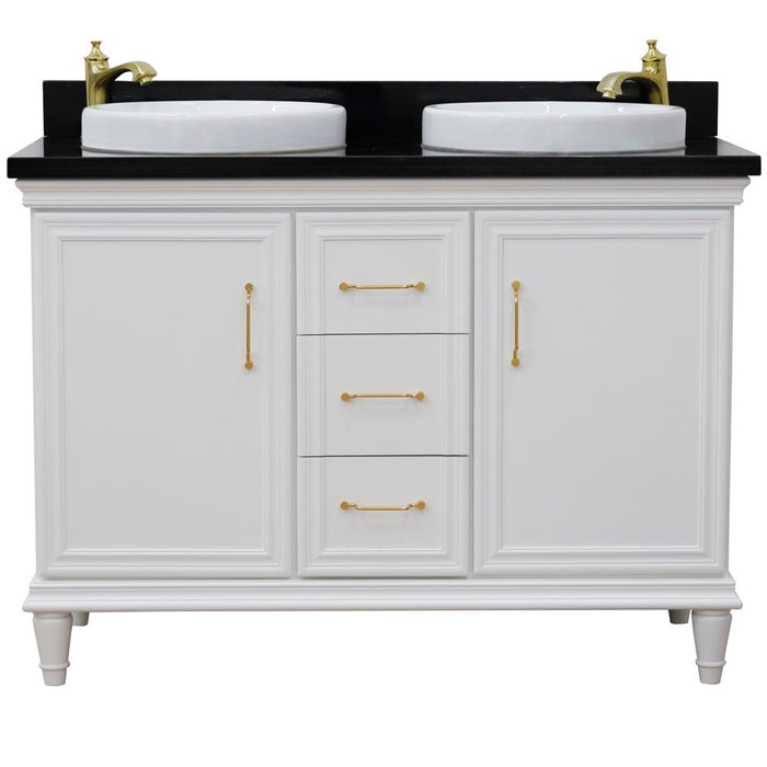 Bellaterra Home Forli 49" Double vanity in White finish with Black galaxy and round sink