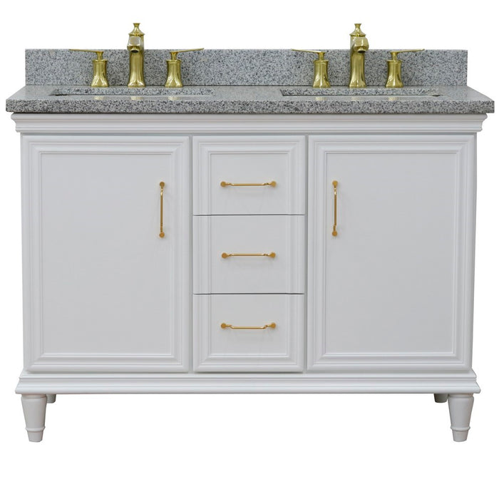 Bellaterra Home Forli 49" Double vanity in White finish with Gray granite and rectangle sink