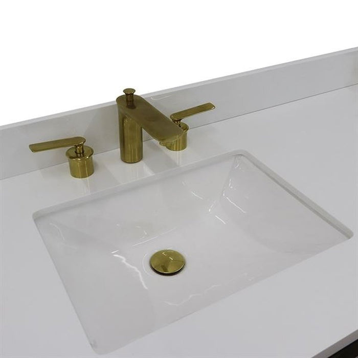 Bellaterra Home Trento 61" Double sink vanity in Black finish with White quartz and rectangle sink