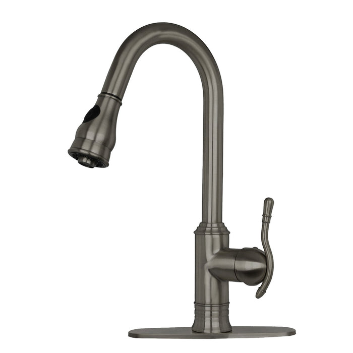 Copper Pull Out Kitchen Faucet, Single Level Solid Brass Kitchen Sink Faucets with Pull Down Sprayer - AK96415-D-C