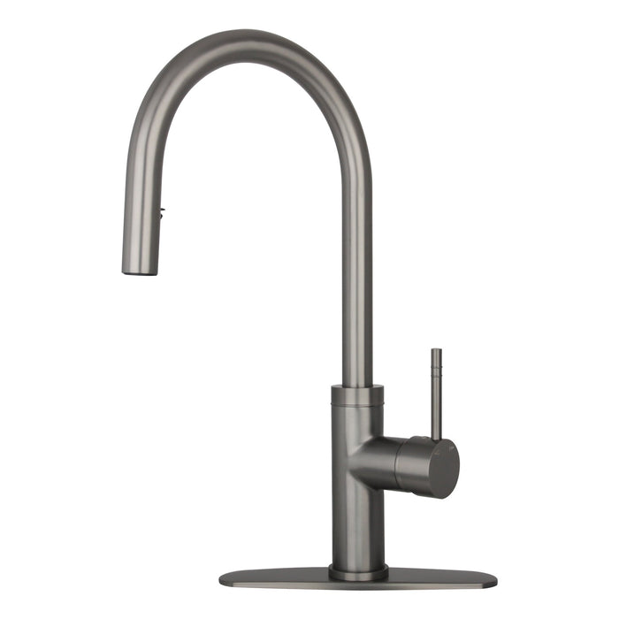 Copper Pull Out Kitchen Faucet with Deck Plate, Single Level Solid Brass Kitchen Sink Faucets with Pull Down Sprayer-AK96416C