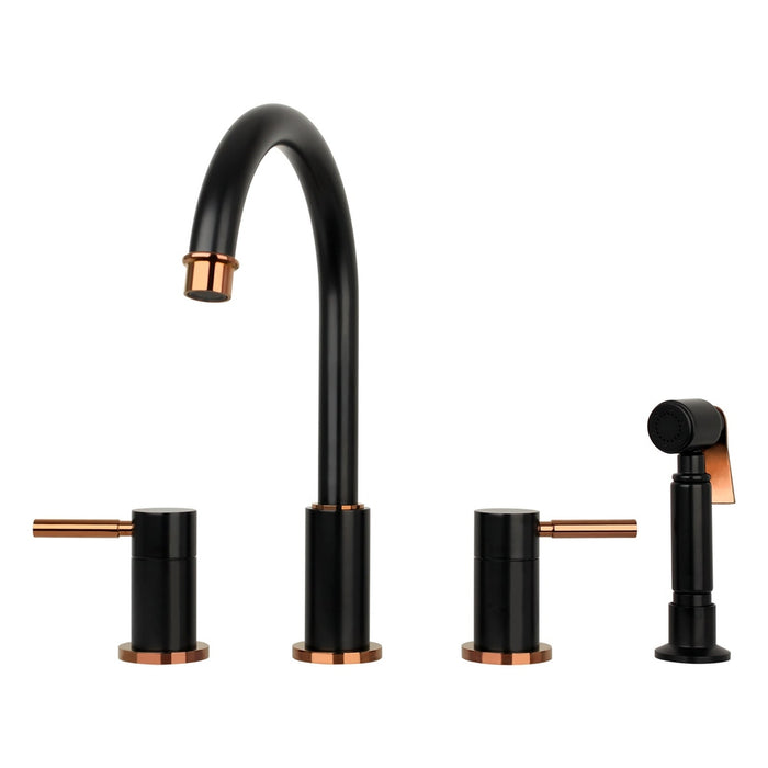 Two-Handles Copper Widespread Kitchen Faucet with Side Sprayer - AK96866