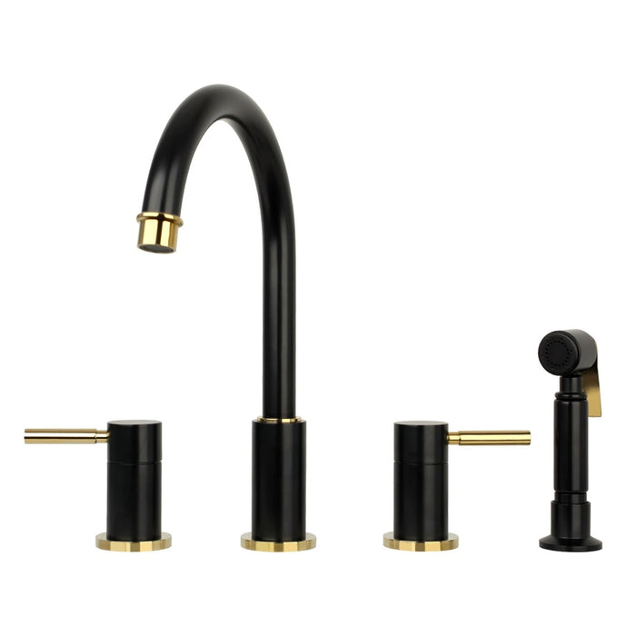 Two-Handles Copper Widespread Kitchen Faucet with Side Sprayer - AK96866