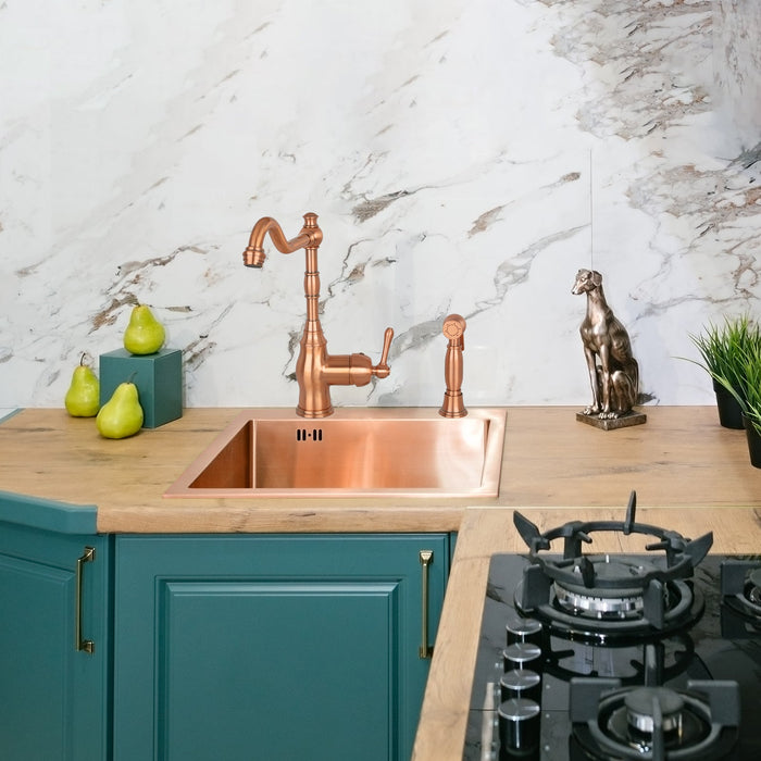 One-Handle Copper Widespread Kitchen Faucet with Side Sprayer - AK96918C