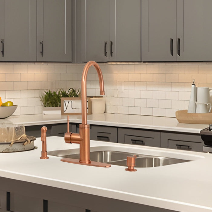 One-Handle Copper Widespread Kitchen Faucet with Side Sprayer-AK96966C