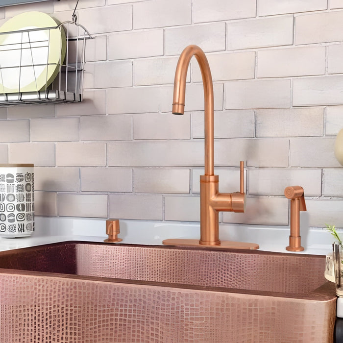 One-Handle Copper Widespread Kitchen Faucet with Side Sprayer-AK96966C