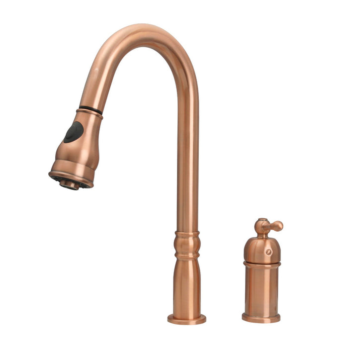 Copper Pull Out Kitchen Faucet with in-Deck Handle, Single Level Solid Brass Kitchen Sink Faucets with Pull Down Sprayer-AK97918