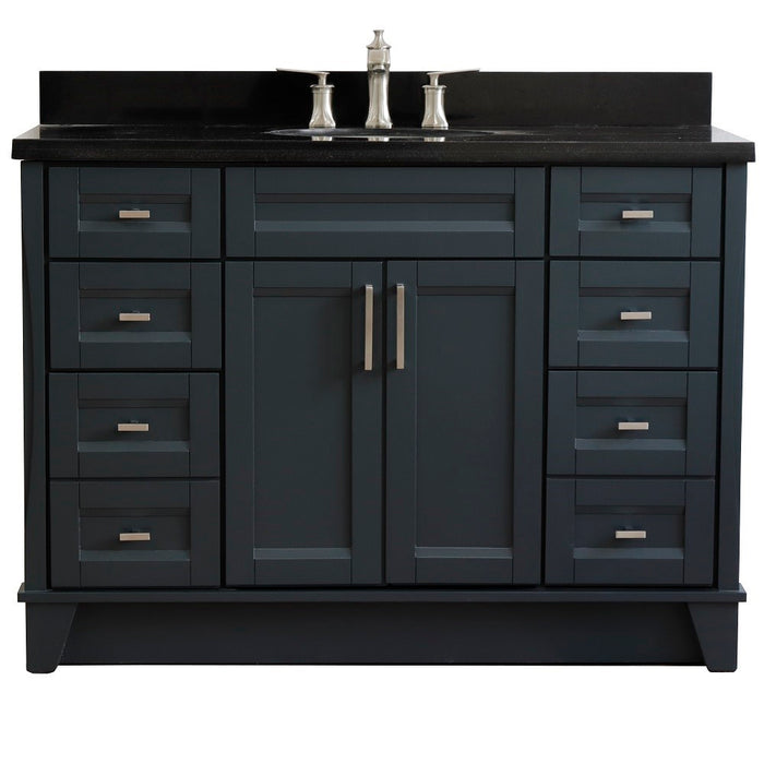 Bellaterra Home Terni  49" Single sink vanity in Dark Gray finish with Black galaxy granite and oval sink