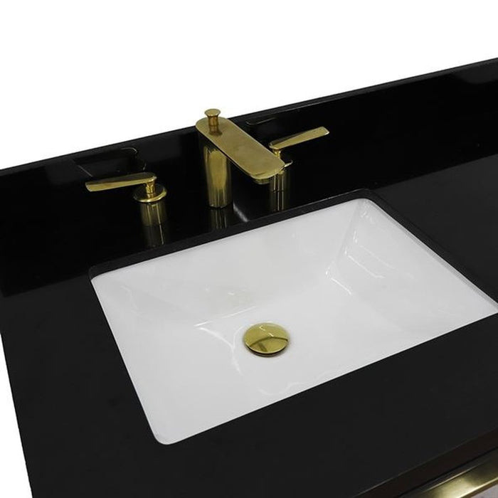 Bellaterra Home Trento 61" Double sink vanity in Dark Gray finish with Black galaxy granite and rectangle sink