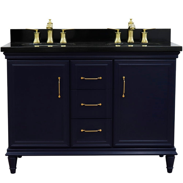 Bellaterra Home Forli 49" Double vanity in Blue finish with Black galaxy and oval sink