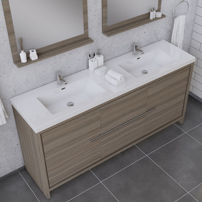 Alya Bath Sortino 72" Modern Bathroom Vanity in Gray