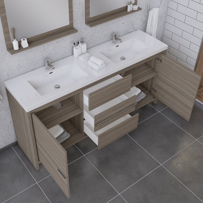 Alya Bath Sortino 72" Modern Bathroom Vanity in Gray