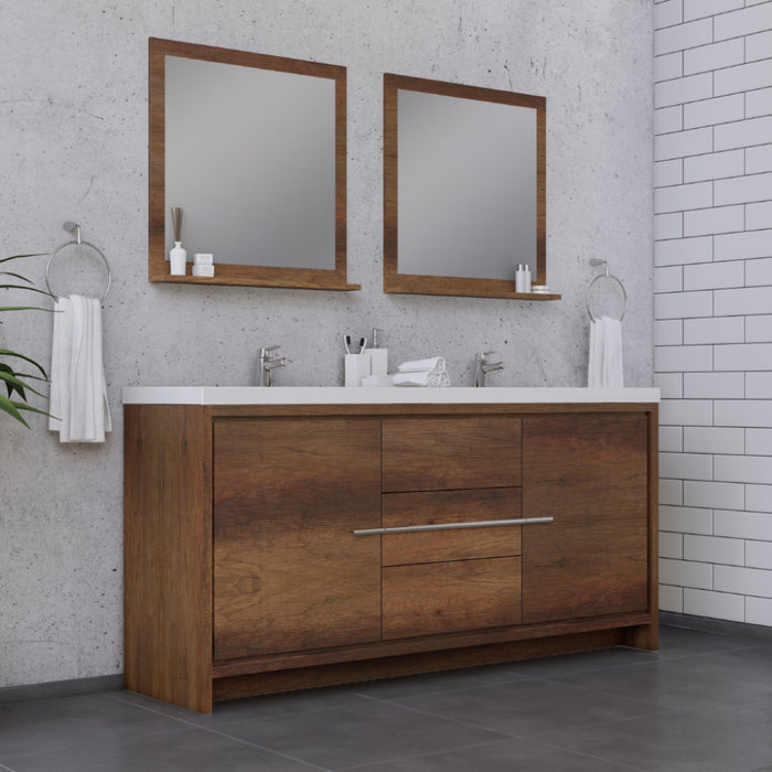 Alya Bath Sortino 72" Modern Bathroom Vanity in Rosewood