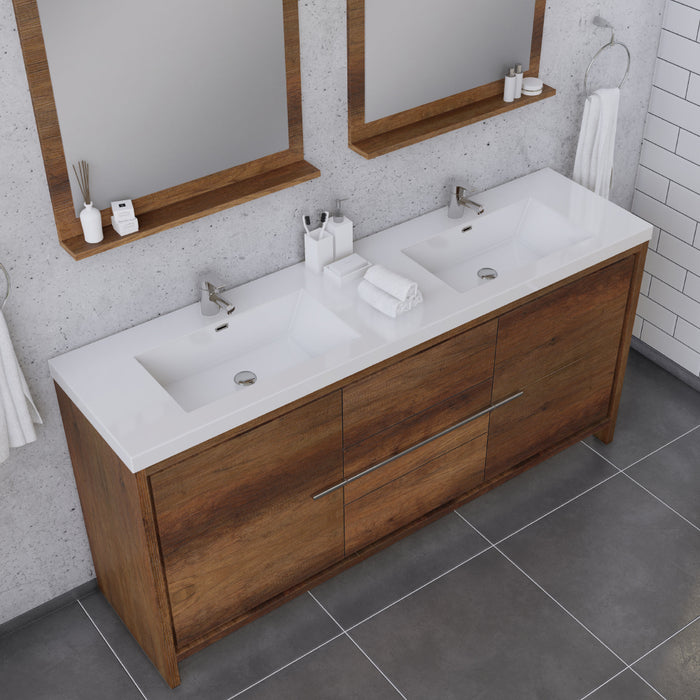 Alya Bath Sortino 72" Modern Bathroom Vanity in Rosewood