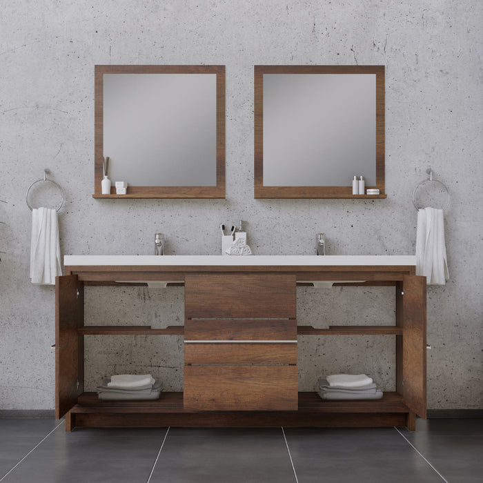 Alya Bath Sortino 72" Modern Bathroom Vanity in Rosewood