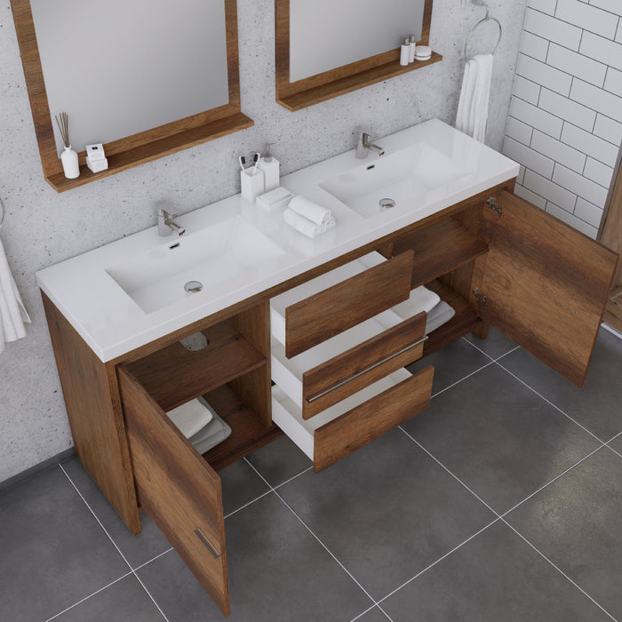 Alya Bath Sortino 72" Modern Bathroom Vanity in Rosewood