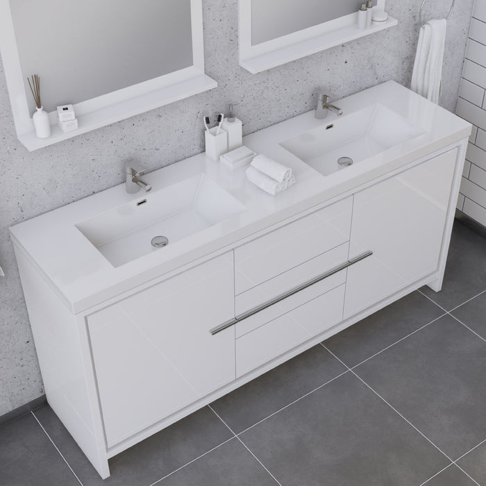 Alya Bath Sortino 72" Modern Bathroom Vanity in White