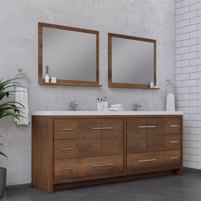 Sortino 84" Modern Bathroom Vanity in Rosewood