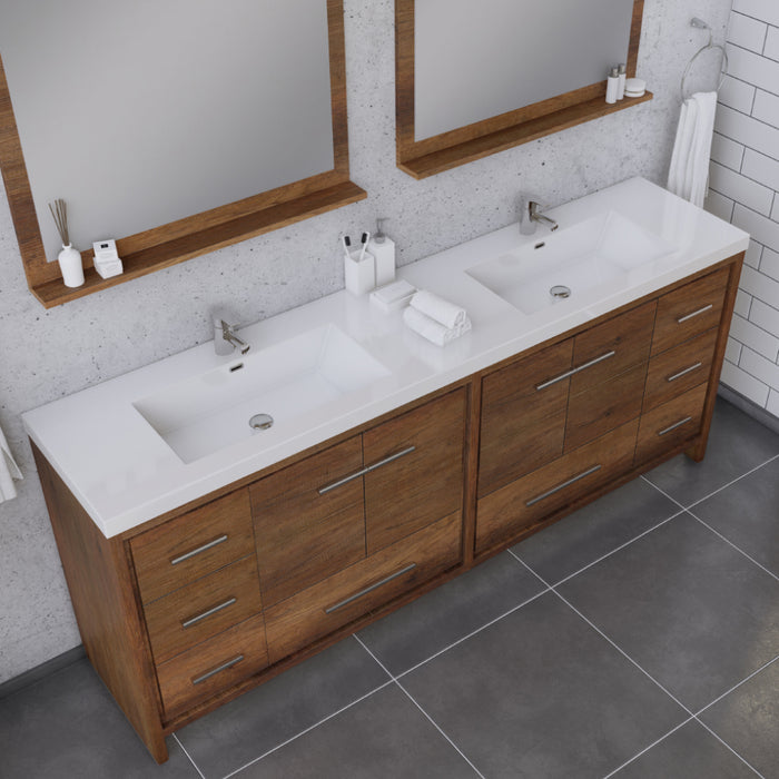 Sortino 84" Modern Bathroom Vanity in Rosewood