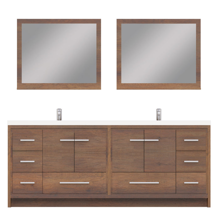 Sortino 84" Modern Bathroom Vanity in Rosewood