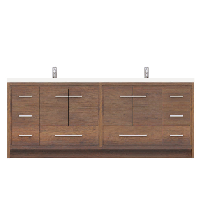 Sortino 84" Modern Bathroom Vanity in Rosewood