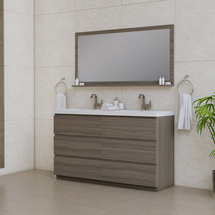 Alya Bath Paterno 60" Double Modern Freestanding Bathroom Vanity in Gray