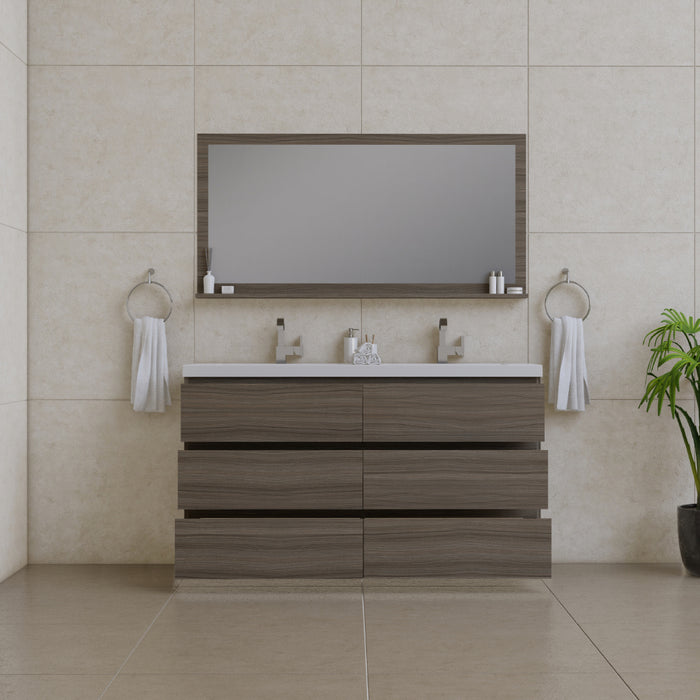 Alya Bath Paterno 60" Double Modern Freestanding Bathroom Vanity in Gray