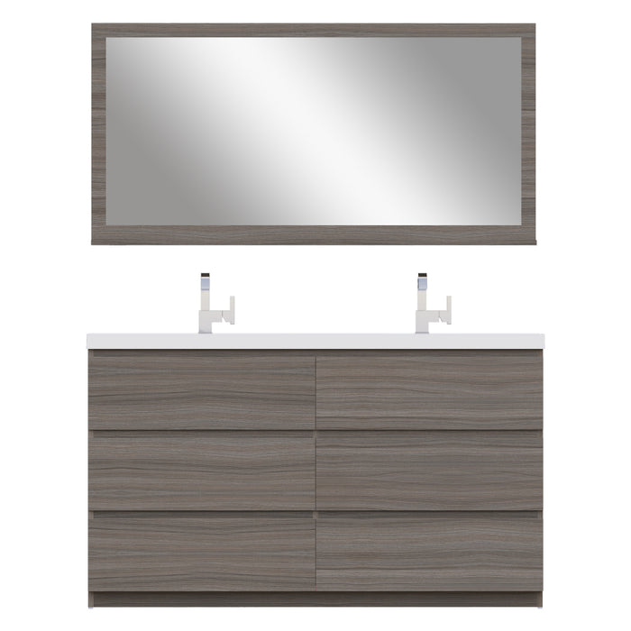 Alya Bath Paterno 60" Double Modern Freestanding Bathroom Vanity in Gray