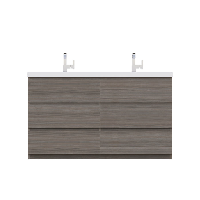 Alya Bath Paterno 60" Double Modern Freestanding Bathroom Vanity in Gray