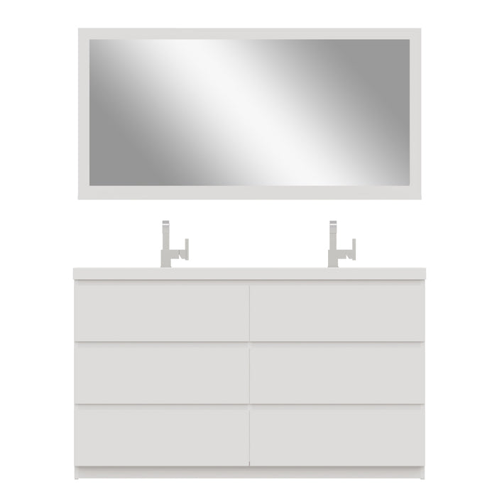 Alya Bath Paterno 60" Double Modern Freestanding Bathroom Vanity in White