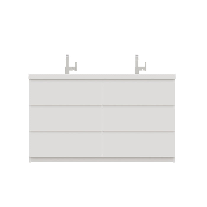 Alya Bath Paterno 60" Double Modern Freestanding Bathroom Vanity in White