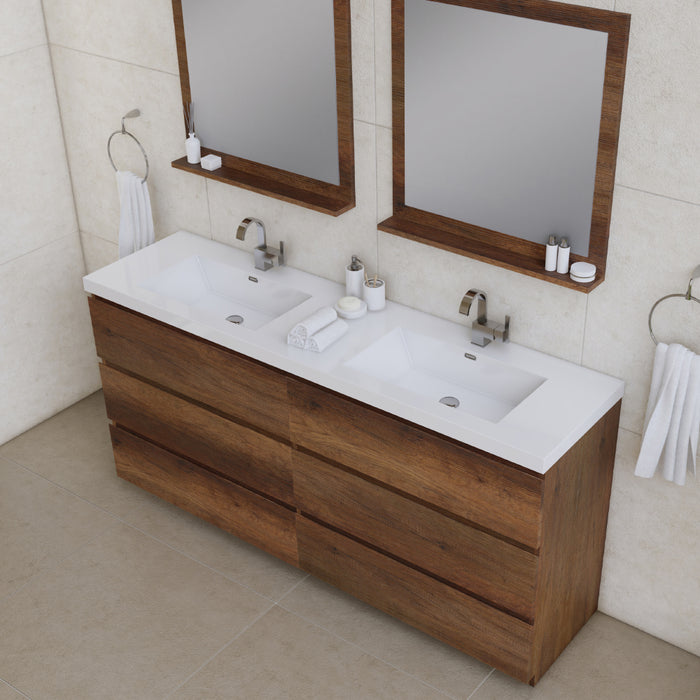 Alya Bath Paterno 72" Modern Freestanding Bathroom Vanity in Rosewood