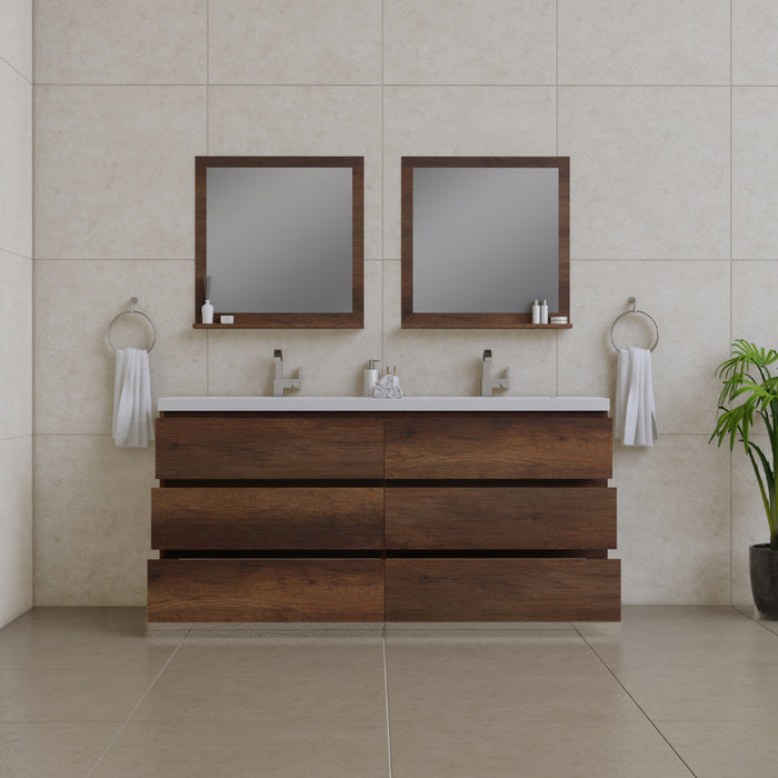 Alya Bath Paterno 72" Modern Freestanding Bathroom Vanity in Rosewood