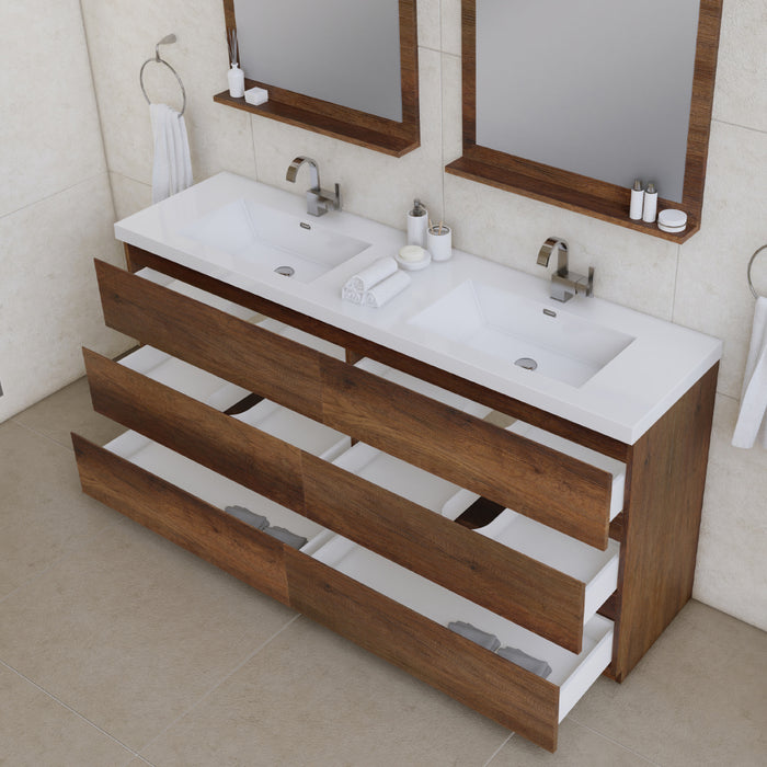 Alya Bath Paterno 72" Modern Freestanding Bathroom Vanity in Rosewood