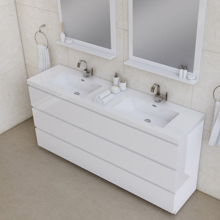 Alya Bath Paterno 72" Modern Freestanding Bathroom Vanity in White