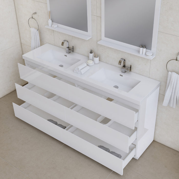 Alya Bath Paterno 72" Modern Freestanding Bathroom Vanity in White