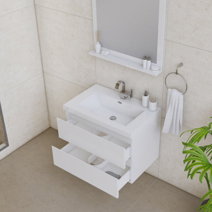 Paterno 30" Modern Wall Mounted Bathroom Vanity in White