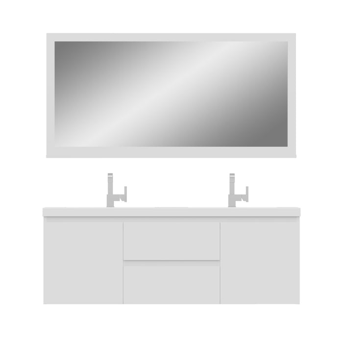 Alya Bath Paterno 60" Double Modern Wall Mounted Bathroom Vanity in White