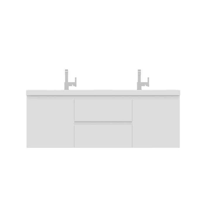 Alya Bath Paterno 60" Double Modern Wall Mounted Bathroom Vanity in White