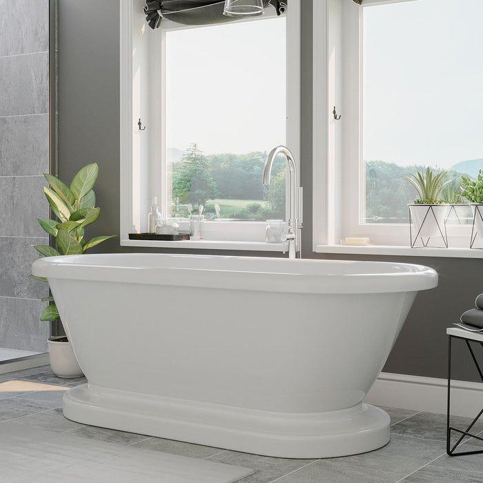 Cambridge Plumbing Acrylic Double Ended Pedestal Bathtub with Continuous Rim 60Inch ADE60-PED-NH