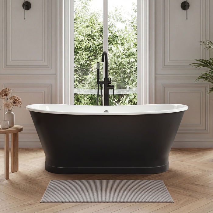 AKICON 67" Cast Iron Freestanding Bathtub, Drain and Overflow Kit Included