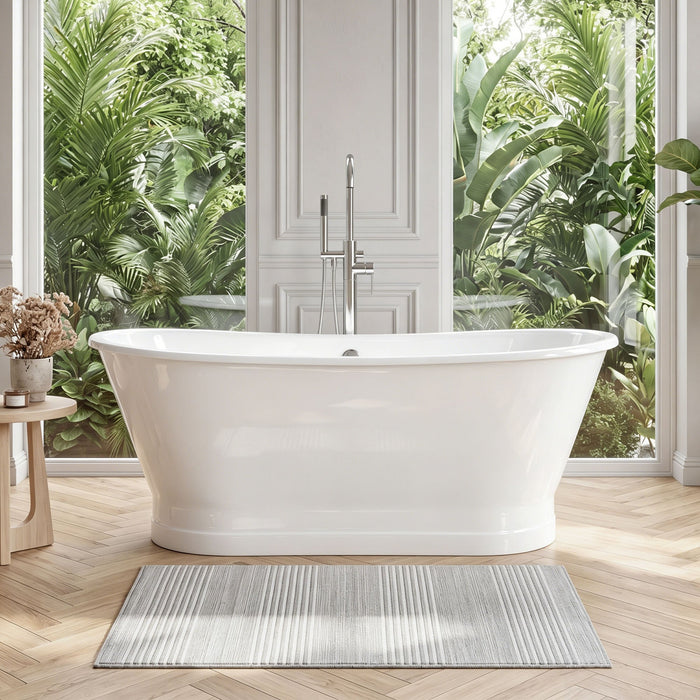 AKICON 67" Cast Iron Freestanding Bathtub, Drain and Overflow Kit Included