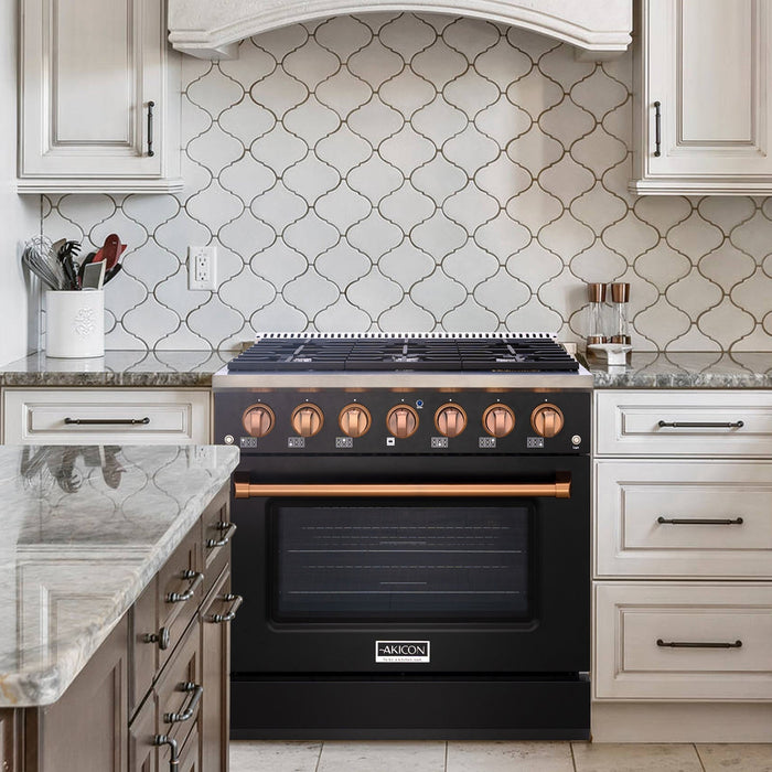 36" Slide-in Freestanding Professional Style Gas Range with 5.2 Cu. Ft. Oven, 6 Burners - AK-JK36A1-B